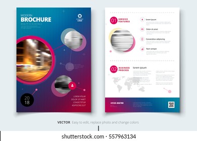 Brochure design. Corporate business report cover, brochure or flyer design. Leaflet presentation. Brochure with abstract circle, round shapes background. Modern poster magazine, layout, template. A4 