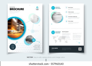 Brochure design. Corporate business report cover, brochure or flyer design. Leaflet presentation. Brochure with abstract circle, round shapes background. Modern poster magazine, layout, template. A4 