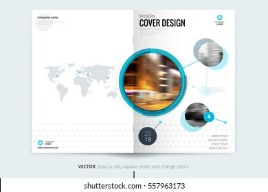 Brochure design. Corporate business report cover, brochure or flyer design. Leaflet presentation. Brochure with abstract circle, round shapes background. Modern poster magazine, layout, template. A4 