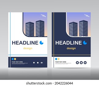 Brochure design. Corporate business template for annual report, catalog, magazine. Layout with modern biege elements and urban style photo. Creative poster, booklet, leaflet, flyer or banner concept