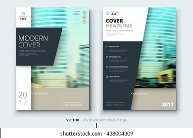 Brochure design. Corporate business template for annual report, catalog, magazine. Layout with modern biege elements and urban style photo. Creative poster, booklet, leaflet, flyer or banner concept