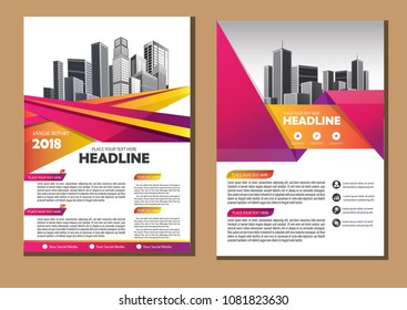 Brochure design, cover modern layout, annual report, poster, flyer in A4 with colorful triangles, geometric shapes for tech, science, market with light background