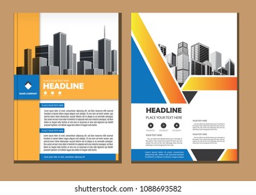 Brochure design, cover modern layout, annual report, poster, flyer in A4 with colorful triangles, geometric shapes for tech, science, market with light background