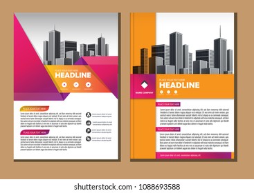 Brochure design, cover modern layout, annual report, poster, flyer in A4 with colorful triangles, geometric shapes for tech, science, market with light background