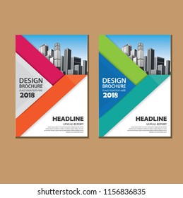 Brochure design, cover modern layout, annual report, poster, flyer in A4 with colorful triangles, geometric shapes for tech, science, market with light background