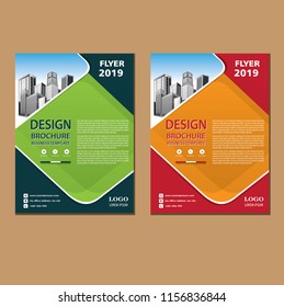 Brochure design, cover modern layout, annual report, poster, flyer in A4 with colorful triangles, geometric shapes for tech, science, market with light background