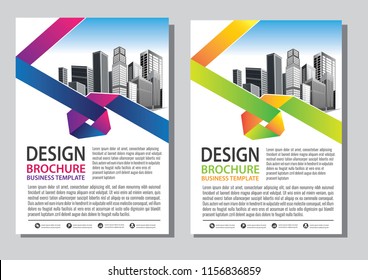 Brochure design, cover modern layout, annual report, poster, flyer in A4 with colorful triangles, geometric shapes for tech, science, market with light background