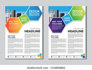 Brochure design, cover modern layout, annual report, poster, flyer in A4 with colorful triangles, geometric shapes for tech, science, market with light background