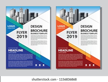 Brochure design, cover modern layout, annual report, poster, flyer in A4 with colorful triangles, geometric shapes for tech, science, market with light background