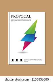 Brochure design, cover modern layout, annual report, poster, flyer in A4 with colorful triangles, geometric shapes for tech, science, market with light background