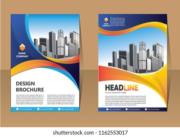 Brochure design, cover modern layout, annual report, poster, flyer in A4 with colorful triangles, geometric shapes for tech, science, market with light background