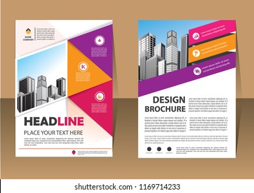 Brochure design, cover modern layout, annual report, poster, flyer in A4 with colorful triangles, geometric shapes for tech, science, market with light background