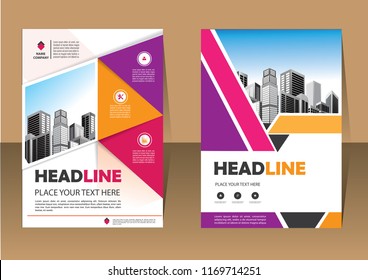Brochure design, cover modern layout, annual report, poster, flyer in A4 with colorful triangles, geometric shapes for tech, science, market with light background