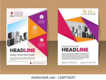 Brochure design, cover modern layout, annual report, poster, flyer in A4 with colorful triangles, geometric shapes for tech, science, market with light background