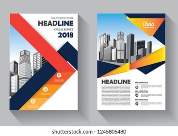 Brochure design, cover modern layout, annual report, poster, flyer in A4 with colorful triangles, geometric shapes for tech, science, market with light background
