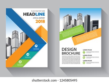 Brochure design, cover modern layout, annual report, poster, flyer in A4 with colorful triangles, geometric shapes for tech, science, market with light background