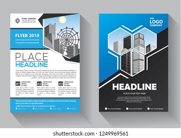 Brochure design, cover modern layout, annual report, poster, flyer in A4 with colorful triangles, geometric shapes for tech, science, market with light background