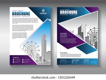 Brochure design, cover modern layout, annual report, poster, flyer in A4 with colorful triangles, geometric shapes for tech, science, market with light background