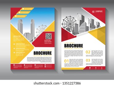 Brochure design, cover modern layout, annual report, poster, flyer in A4 with colorful triangles, geometric shapes for tech, science, market with light background