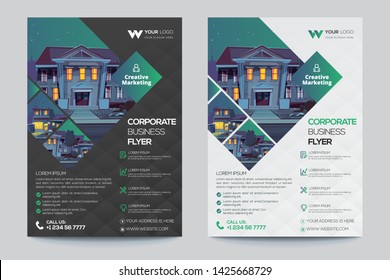 Brochure design, cover modern layout, annual report, poster, flyer in A4 with colorful triangles, geometric shapes for tech, science, market with light background - Vector
