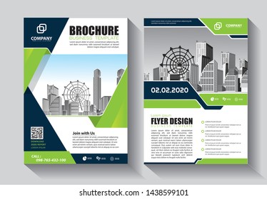 Brochure design, cover modern layout, annual report, poster, flyer in A4 with colorful triangles, geometric shapes for tech, science, market with light background