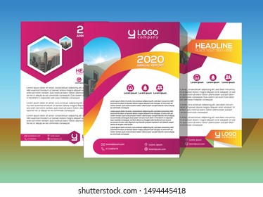 Brochure design, cover modern layout, annual report, poster, flyer in A4 with colorful, geometric shapes 