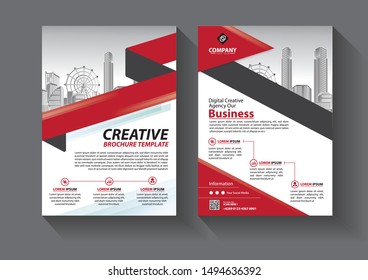 Brochure design, cover modern layout, annual report, poster, flyer in A4 with colorful triangles, geometric shapes for tech, science, market with light background - Shutterstock ID 1494636392
