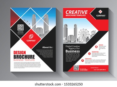 Brochure design, cover modern layout, annual report, poster, flyer in A4 with colorful triangles, geometric shapes for tech, science, market with light background