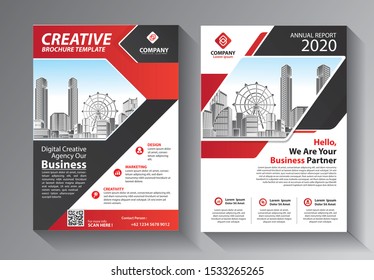 Brochure design, cover modern layout, annual report, poster, flyer in A4 with colorful triangles, geometric shapes for tech, science, market with light background