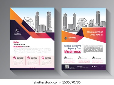 Brochure design, cover modern layout, annual report, poster, flyer in A4 with colorful triangles, geometric shapes for tech, science, market with light background