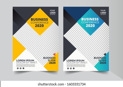 Brochure design, cover modern layout, annual report, poster, flyer in A4 with colorful triangles