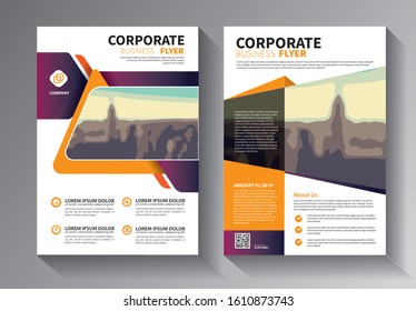 Brochure design, cover modern layout, annual report, poster, flyer in A4 with colorful triangles, geometric shapes for tech, science, market with light background