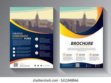 Brochure design, cover modern layout, annual report, poster, flyer in A4 with colorful triangles, geometric shapes for tech, science, market with light background