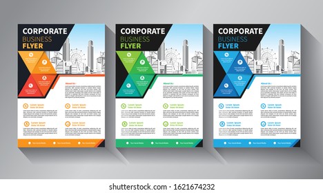 Brochure design, cover modern layout, annual report, poster, flyer in A4 with colorful triangles, geometric shapes for tech, science, market with light background