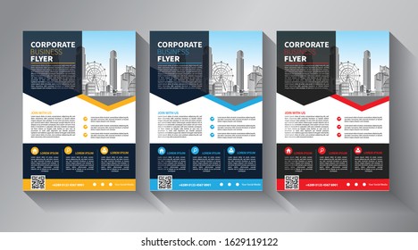 Brochure design, cover modern layout, annual report, poster, flyer in A4 with colorful triangles, geometric shapes for tech, science, market with light background