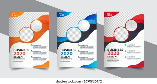 Brochure design, cover modern layout, annual report, poster, flyer in A4 with colorful triangles	
