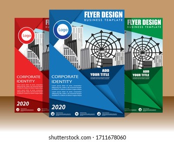 Brochure design, cover modern layout, annual report, poster, flyer in A4 with colorful triangles, geometric shapes for tech, science, market with light background