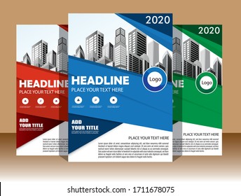 Brochure design, cover modern layout, annual report, poster, flyer in A4 with colorful triangles, geometric shapes for tech, science, market with light background