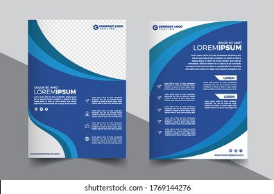 Diseño de folletos, diseño moderno de portada, informe anual, afiche, volante en A4 con triángulos azules	