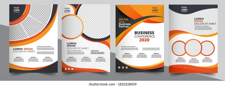 Brochure design, cover modern layout, annual report, poster, flyer in A4 with colorful triangles	
