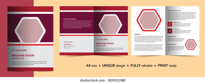 Brochure design, cover modern layout, annual report, poster, bifold, booklet, flyer in A4 with colorful triangles. 