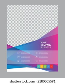 Diseño de folletos, diseño moderno de portada, informe anual, afiche, volante en A4 con triángulos coloridos