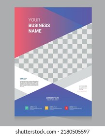 Diseño de folletos, diseño moderno de portada, informe anual, afiche, volante en A4 con triángulos coloridos