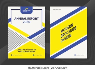 Brochure design, cover modern layout, annual report, poster, flyer in A4 with colorful triangles, geometric shapes for tech, science, market with light background