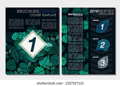 Brochure design cover template vector illustration withi tropical leaves