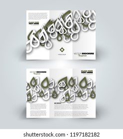 Brochure design. Creative tri-fold template. Abstract geometric background leaflet layout. Green color vector illustration.