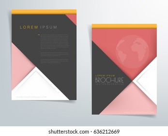Brochure design flyer headline vector background , Triangle arrow red and pink element with white and black space for text and message design 