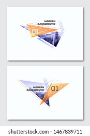 Brochure design. Flyer layout template. Modern background. Vector presentation slide. Elements for magazine, cover, poster, layout design. A4 size. Replace the image in the clipping mask by yours.