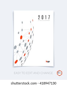 Brochure design, flyer, leaflet, with abstract molecule structure, genetic and chemical compounds. Cover template layout with science and connection concept or social network. Business Vector.