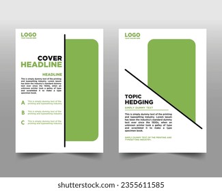 Brochure Design. Flyer Design. Modern Leaflets Template. Green Cover background. Annual Report. Editable Vector illustration